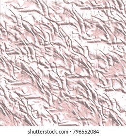 rose pink and white 3D stucco structure pattern with embossed curved areas and shaded lines, vector illustration