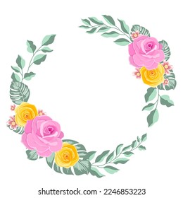 Rose pink and yellow vector with circle for background, texture, wrapper pattern, frame or border , greeting card