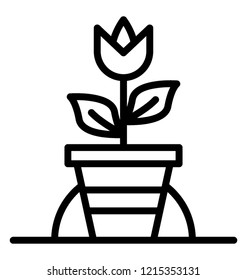 Rose plant line icon design 