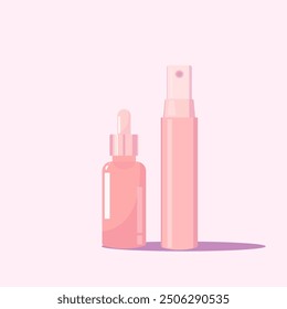 Rose plastic Makeup Cosmetic Jar Pot Face Cream Skin Lotion Bottle White cream jar. Plastic cosmetic container, vector mockup. Face skin care creme. Vector illustration