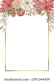 Rose Poinsettia Christmas Square Decoration