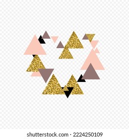 Rose Polygon Vector Transparent Background. Metal Triangle Shiny Texture. Glow Anniversary Shape Print. Light Geometric Poster.