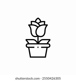 rose in pot icon sign vector