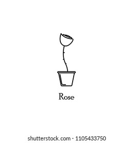 rose in pot outline icon. Element of flower icon for mobile concept and web apps. Thin line rose in pot outline icon can be used for web and mobile. Premium icon on white background