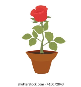 Rose In The Pot. Vector