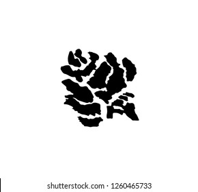 Rose print logo icon. Black ink brush line drawing on white background. Hand drawn vector illustration.