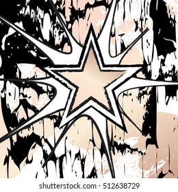 Rose quartz colored rock n roll grunge star vector background