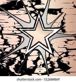 Rose quartz colored rock n roll grunge star vector background