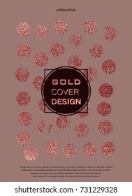 Rose quartz glossy background. Metallic texture. Gold Pink metal. Trendy template for New Year, Wedding, Birthday, Flyer, Logo Banners Party Invitation card. Grunge design.