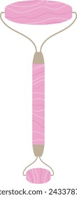 Rose quartz lifting roller for face and body massage and treatment isolated in white background