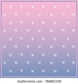 Rose quartz and serenity background with hand drawn heart pattern