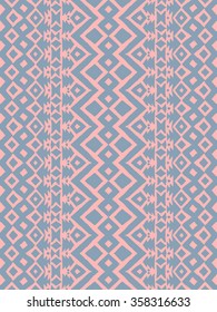 Rose quartz serenity blue Aztec tribal mexican seamless pattern. Hipster boho chic background. Trendy layout. Art luxury print, backdrop, paper