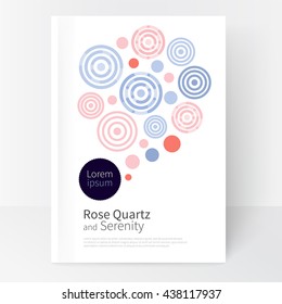 Rose quartz & serenity.colored pink and violet concentric circles & lines. Cover design template business brochures, booklets, leaflets, flyers, books, magazine. poster template or advertisement.