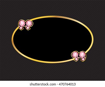 Rose Quartz Stone Quotes on Gold Metal Speech Bubble over Pinstripe Background. Vector EPS-10 file, transparency used. 