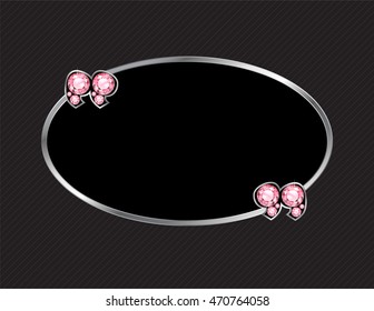 Rose Quartz Stone Quotes on Silver Metal Speech Bubble over Pinstripe Background. Vector EPS-10 file, transparency used. 