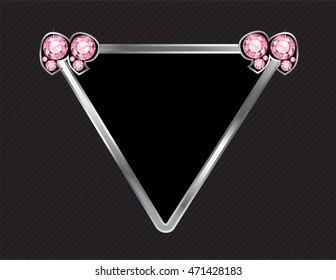 Rose Quartz Stone Quotes on Silver Metal Speech Bubble over Pinstripe Background.  Vector EPS-10 file, transparency used. 