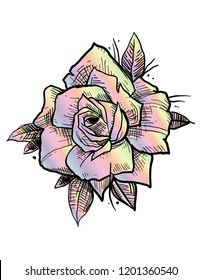 rose rainbow tattoo
