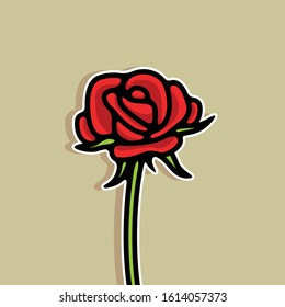Rose Red Flower Icon Vector Illustration - Vector