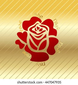 rose red flower vector on a gold background