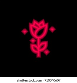 Rose red glowing neon ui ux icon. Glowing sign logo vector