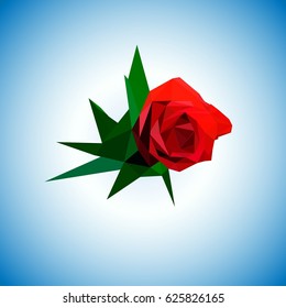 Rose red lowpoly vector