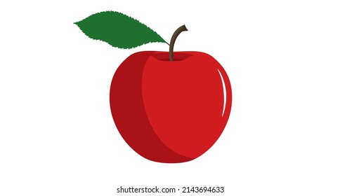 Rose red vector apple. Juicy fruit isolated on white background with shadow. Flat design