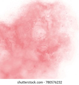 rose red watercolor swirl shaped cloud pattern with little speckles and white cracks on white background, vector illustration