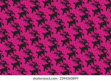 Rose Reindeer Whimsy: Festive Pink Pattern with Reindeer Motifs