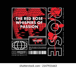 Rose Retro Poster Pixel style Graphic Design for T shirt Street Wear and Urban Style