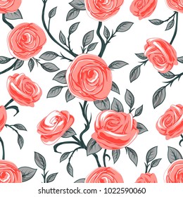 rose and roses seamless pattern