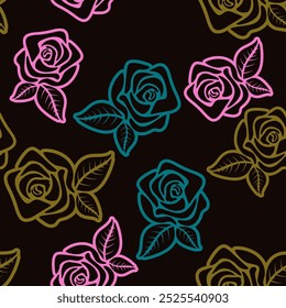 rose, roseship, flower, floral, pattern, background, seamless, design, vector, motif, ornament, blossom, leaf, beauty, textile, vintage, cute, meadow, art, wallpaper, nature, print, illustration