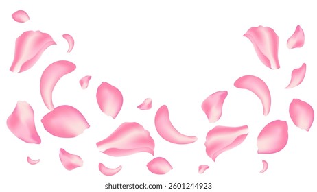 rose and sakura flying petal romantic background vector