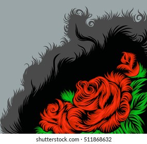 Rose scene vector drawing nature background