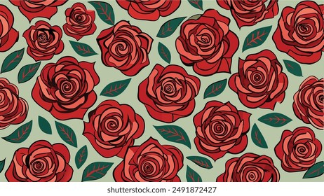 rose seamles pattern background vector