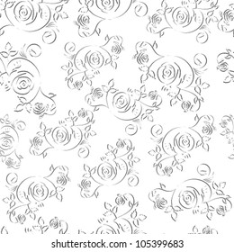 Rose seamless background floral pattern. Vector wallpaper flower texture.