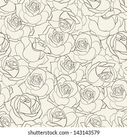 Rose seamless background. Vector illustration.