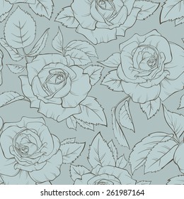 Rose seamless background. Vector Illustration.