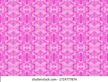 Rose seamless mosaic pattern. Abstract hexagon background for wallpaper, backdrop, banner, template, illustration, fabric and other applications. Vector.