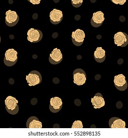 Rose seamless pattern background in beige colors, retro botanical style. Stylish flowers print. Seamless tropical flower.