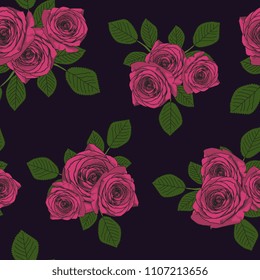 Rose seamless pattern background. Feminine fashion trendy cute flowers vector illustration.