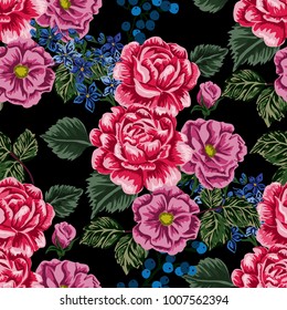 Rose seamless pattern. Beautiful floral texture. Vintage.
