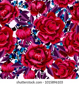 Rose seamless pattern. Beautiful floral texture. Vintage.
