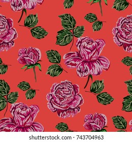 Rose seamless pattern. Beautiful floral texture. Vintage.