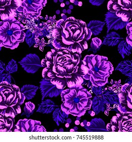 Rose seamless pattern. Beautiful floral texture. Vintage.