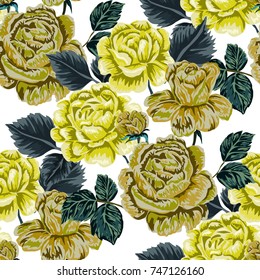 Rose seamless pattern. Beautiful floral texture. Vintage.