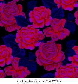 Rose seamless pattern. Beautiful floral texture. Vintage.