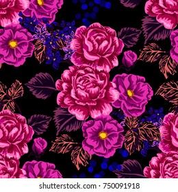 Rose seamless pattern. Beautiful floral texture. Vintage.