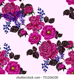 Rose seamless pattern. Beautiful floral texture. Vintage.