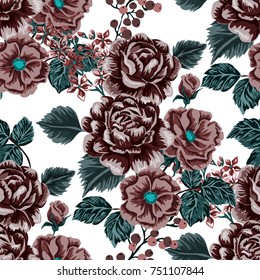 Rose seamless pattern. Beautiful floral texture. Vintage.