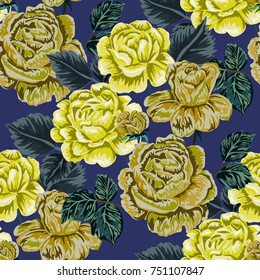 Rose seamless pattern. Beautiful floral texture. Vintage.